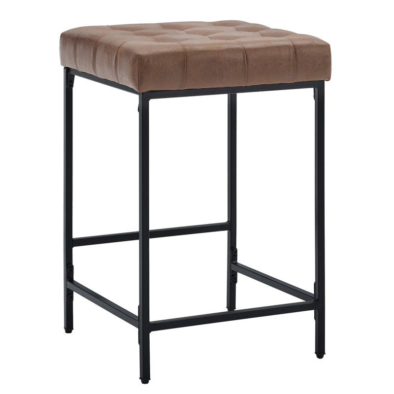Backless Counter Bar Stools With Footrest, Brown