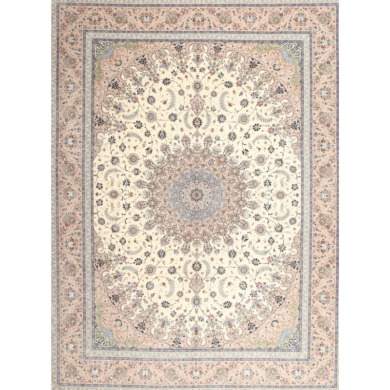 Tapis beige / gris en laine Jaylene, Rectangle 7 pi x 10 pi