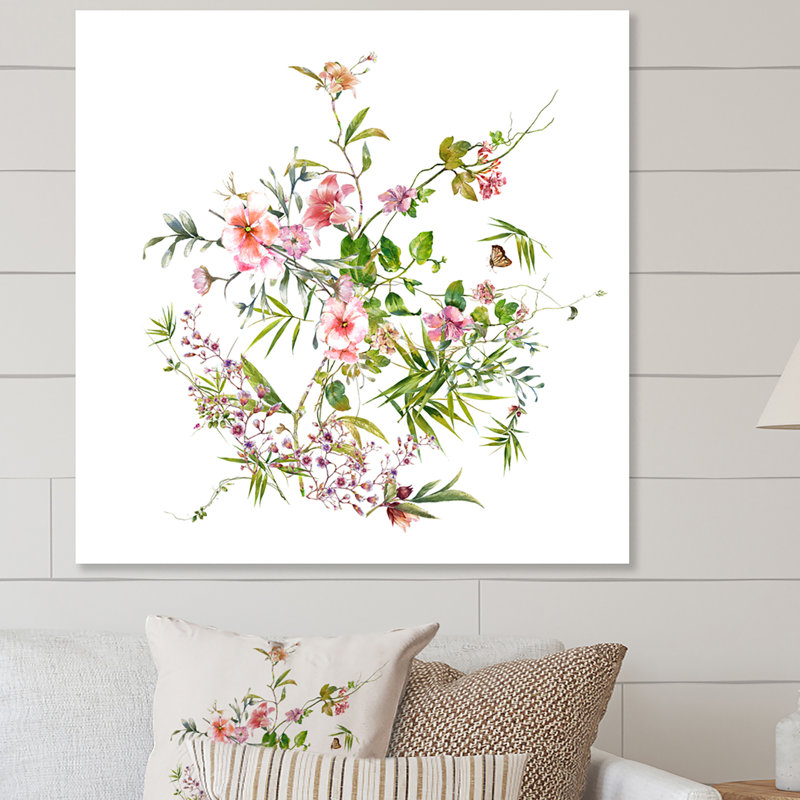 Elegant Botanical Summer Expression III - Peinture, H 16 po x l 16 po, Toile tendue