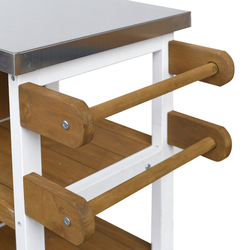 Îlot de cuisine extérieur pliable, Brun / Blanc