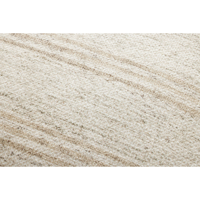 Ivory and Natural Striped 18" Round Pillow Cover
