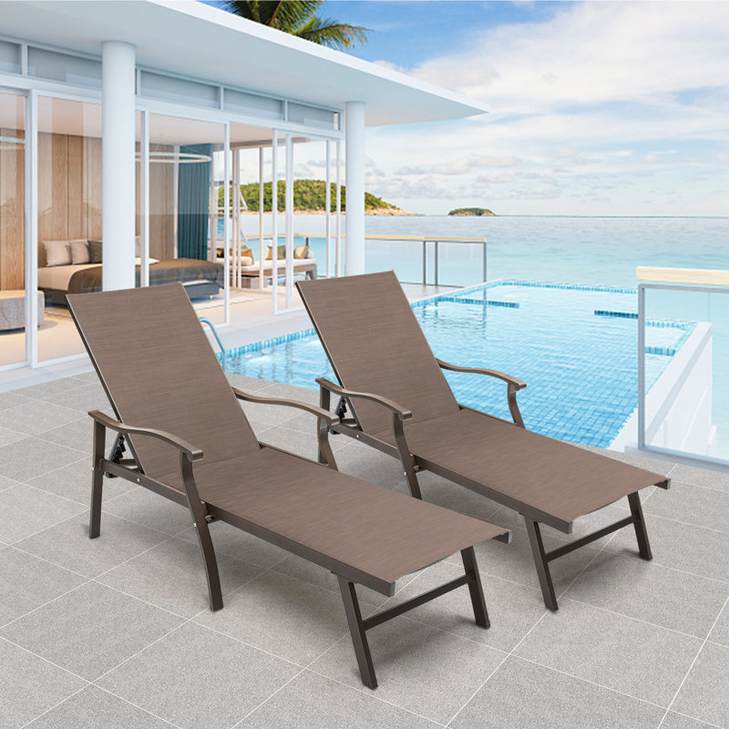 Ensemble de chaises longues inclinables 59,84 po Adonna, Brun / brun