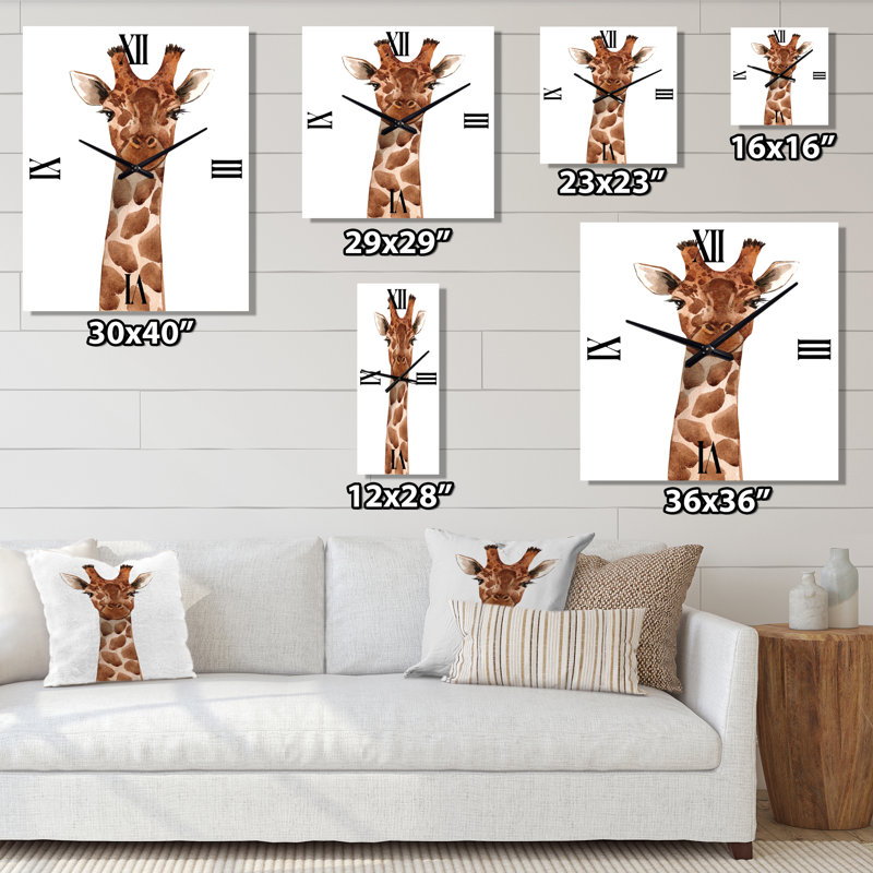 Portrait d'une girafe X - Horloge murale de ferme, Grand