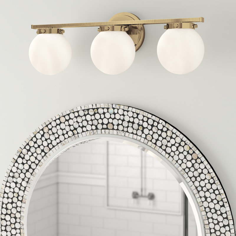 Éclairage pour salle de bain à 3 lumières à intensité variable Finian, Laiton naturel, Blanc