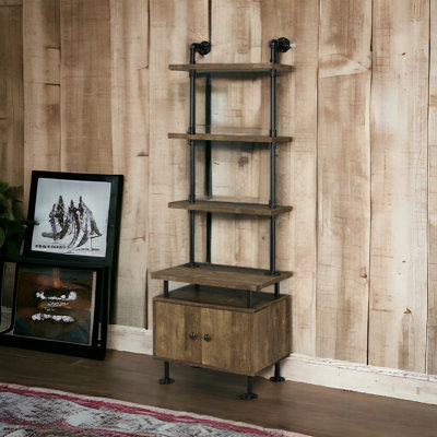 Buffet décoratif 2 portes Ensata II en chêne rustique et noir