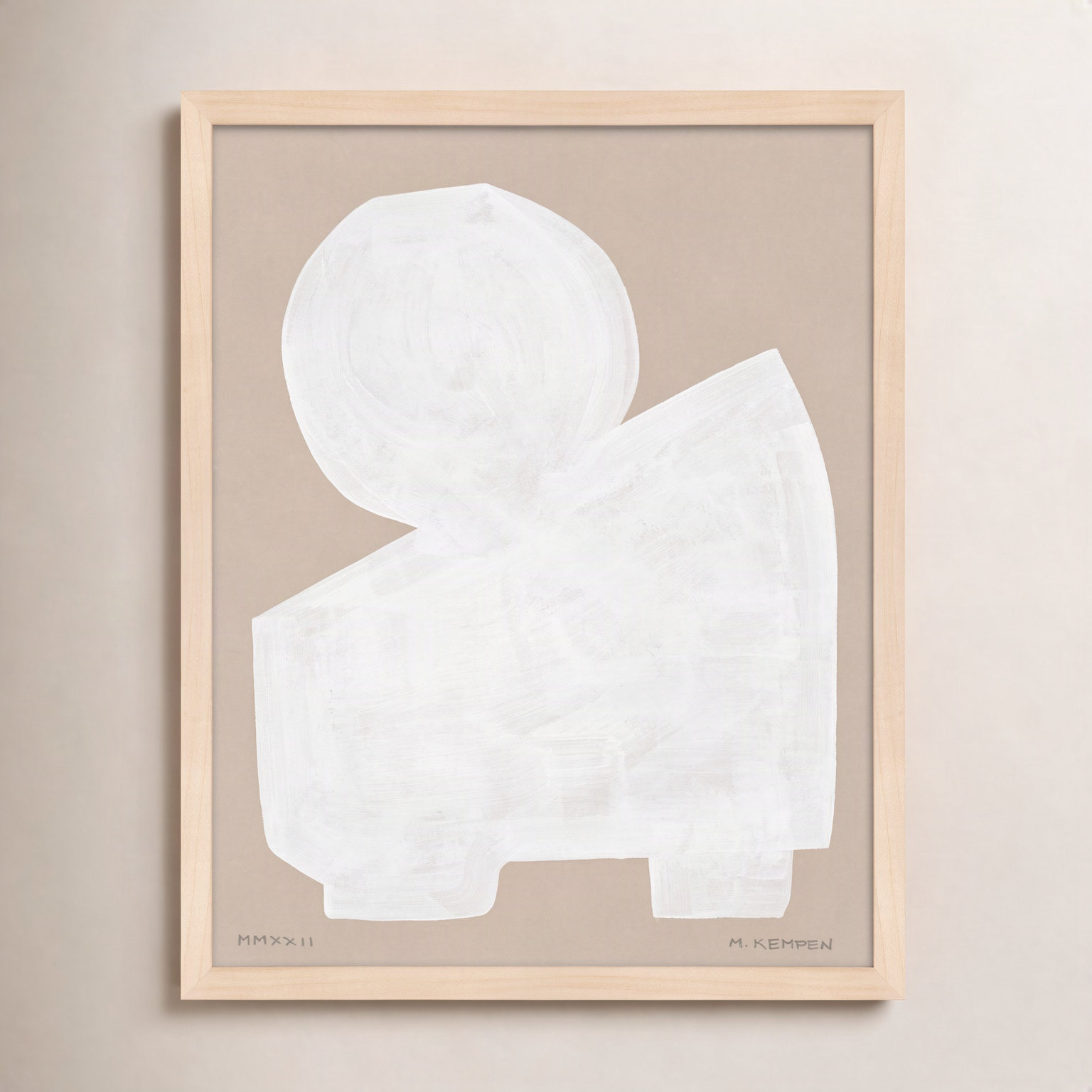 Modules In White 2 by Michael Kempen, 30" W x 38" H, Maple Framed