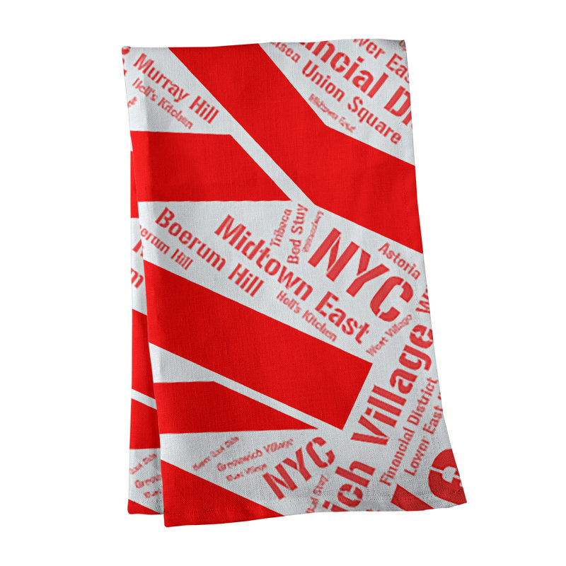 Cotton Tea Towel Kitchen Towel, Red, New York