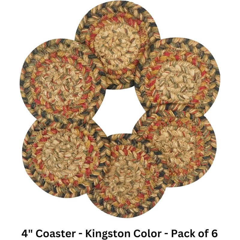 Ensemble de 6 sous-verres en jute de qualité supérieure pour table, Brun / rouge / beige / brun clair / crème / noir