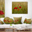 Coussin rouge à motif de coquelicots rouges