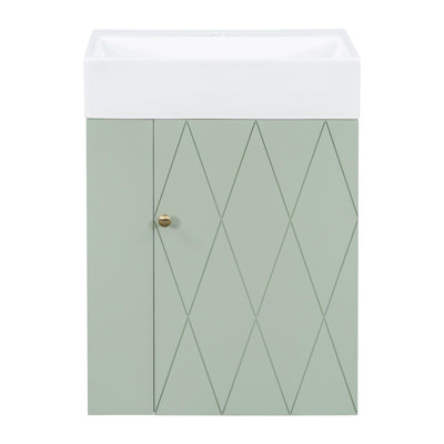 Meuble-lavabo mural de 20 po avec portes à losanges et tablettes ouvertes sur les côtés
