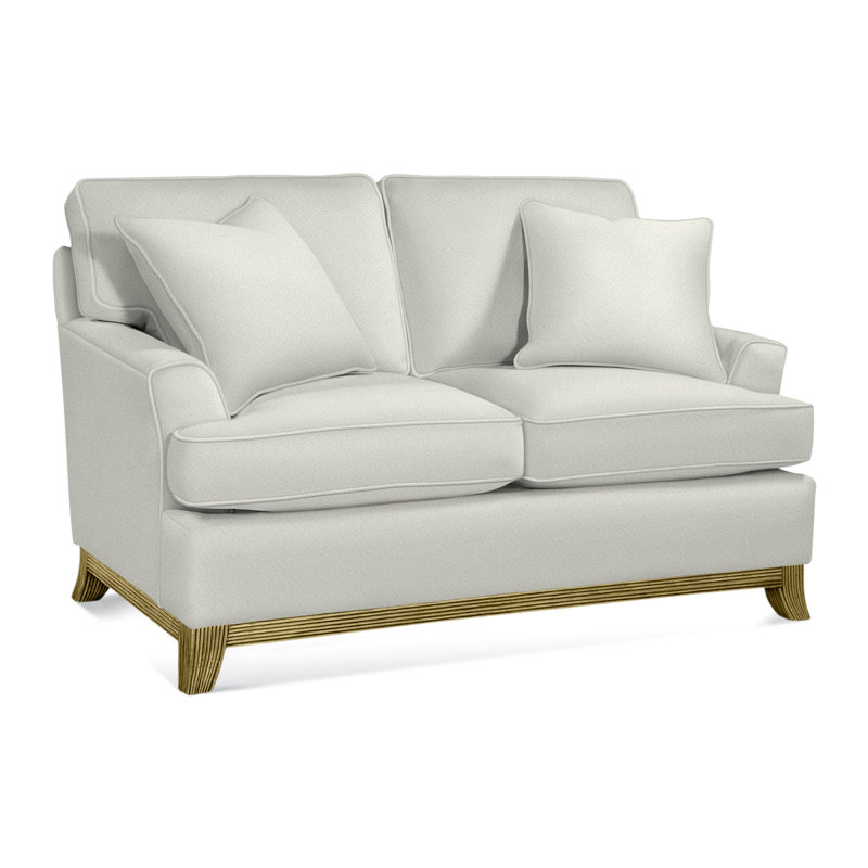 Oaks Way Upholstered 60'' Loveseat, Brass Finish, Blue Chenille/Velvet Solid; 0913-61