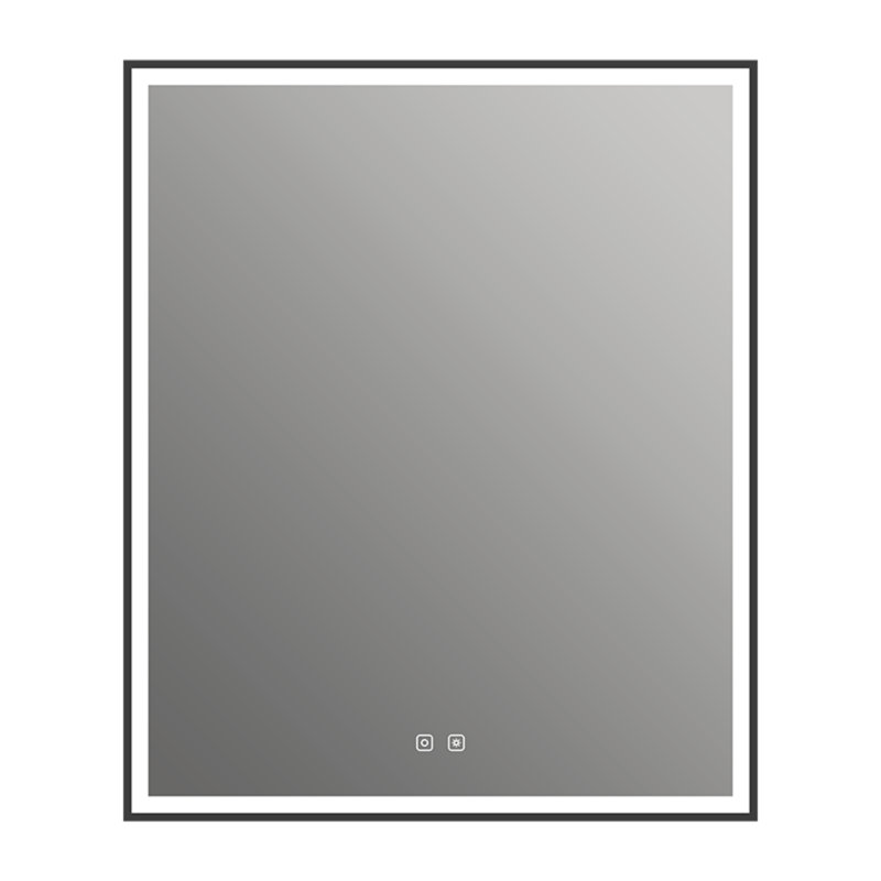 Miroir mural rectangulaire DEL 30 "x 36" avec cadre en aluminium, désembueur, température et luminosité réglables Eden - noir mat