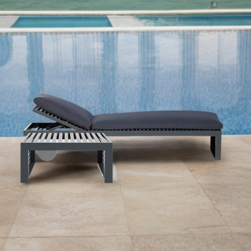 Chaise longue d'extérieur en alliage d'aluminium, Noir, Noir