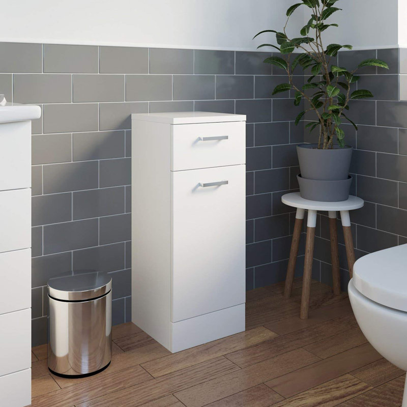 Wood Cabinet Laundry Hamper, White