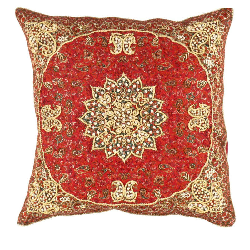 Square Pillow Cover & Insert, Red Floral Oriental, 20" H x 20" W