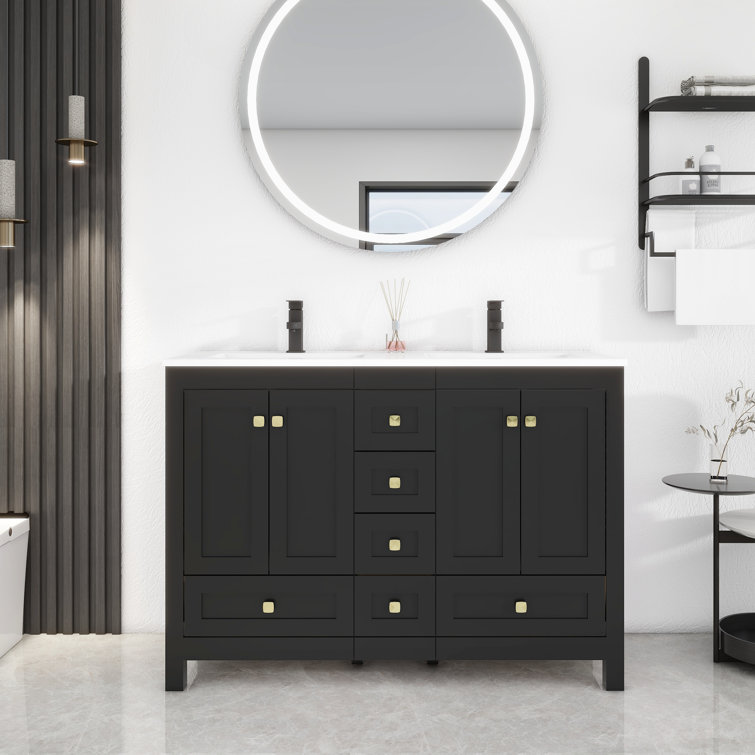 Wimer 48" Double Bathroom Vanity Base Only, Sink Top not Included, Assembly Required