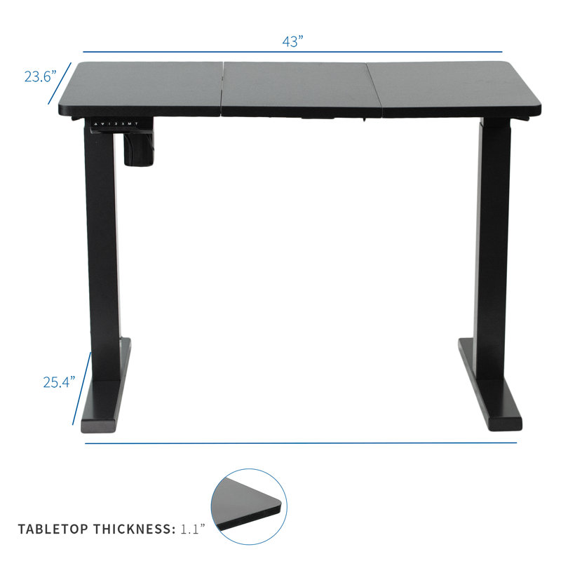 Bureau électrique 43 po x 24 po, Noir
