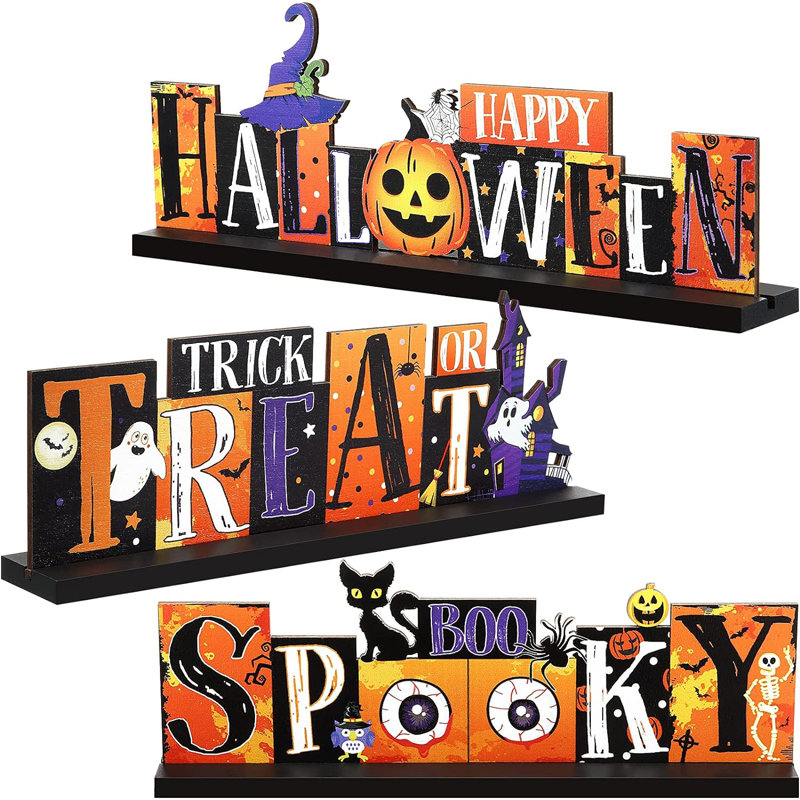 3 pièces décorations de table d'Halloween Centre de table citrouille Boo Spooky