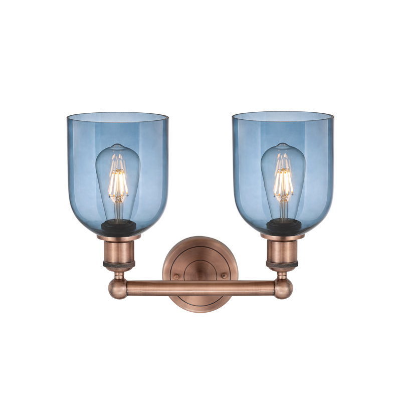 Éclairage pour meuble-lavabo à 2 lumières 15 po Edison Allysson, Bleu princesse, Cuivre antique