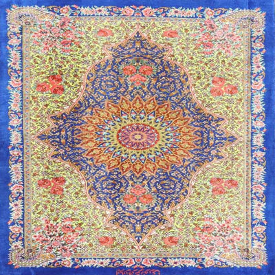 Tapis oriental bleu / vert