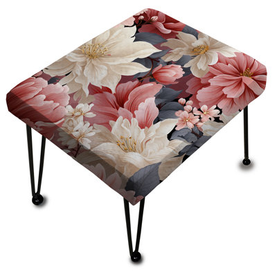 Romantic White And Pink Floral Symphony - Floral Rectangle Ottoman