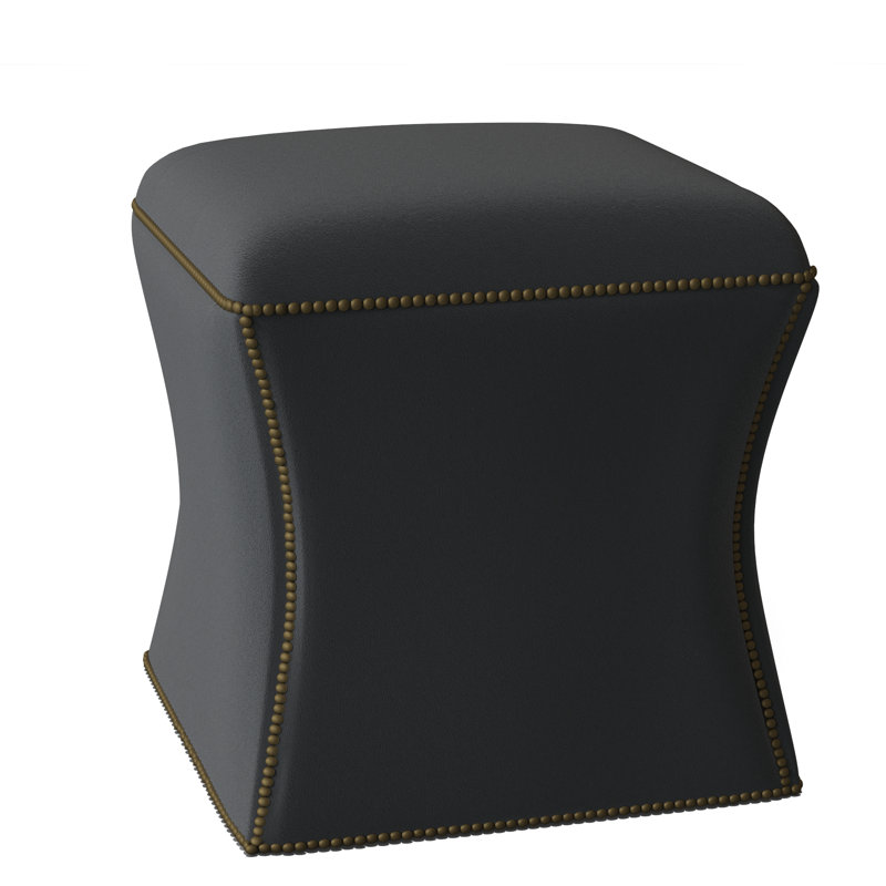 Roscoe 20" Cocktail Ottoman, Brass, Light Grey Leather 202-010