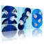 «Contemporary Boho Blue Circles Leaves», ensemble de 3 reproductions d'art sur toile-214436389