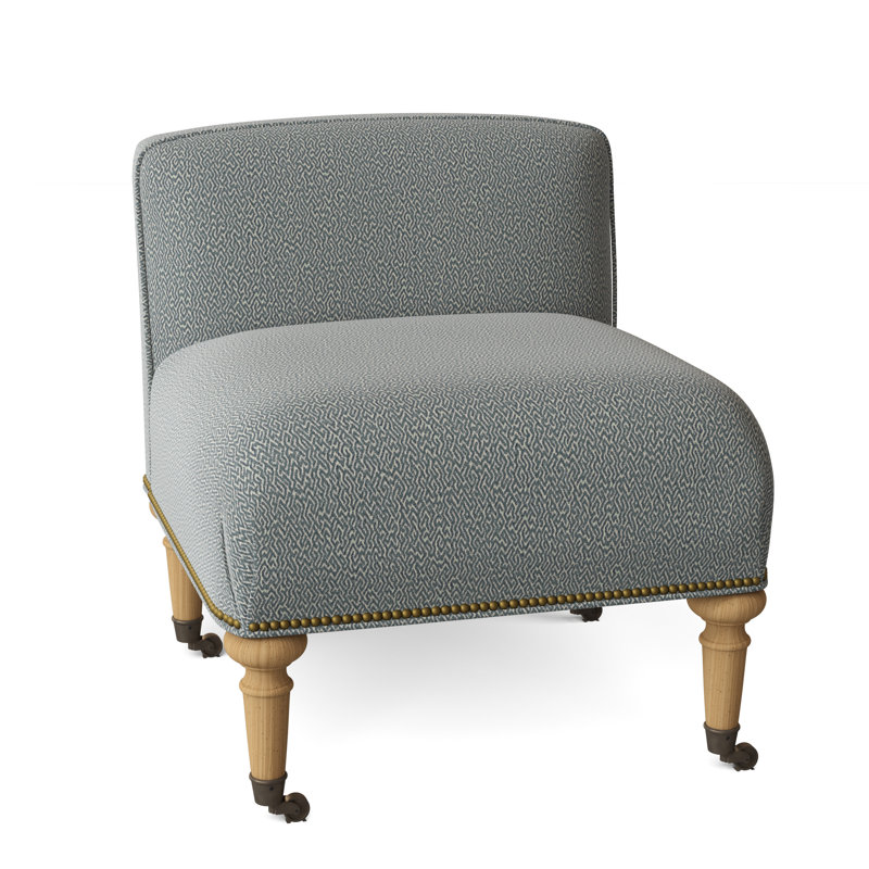 Fauteuil de chambre Chloe, Cyan maya, Amber, Petit nickel poli