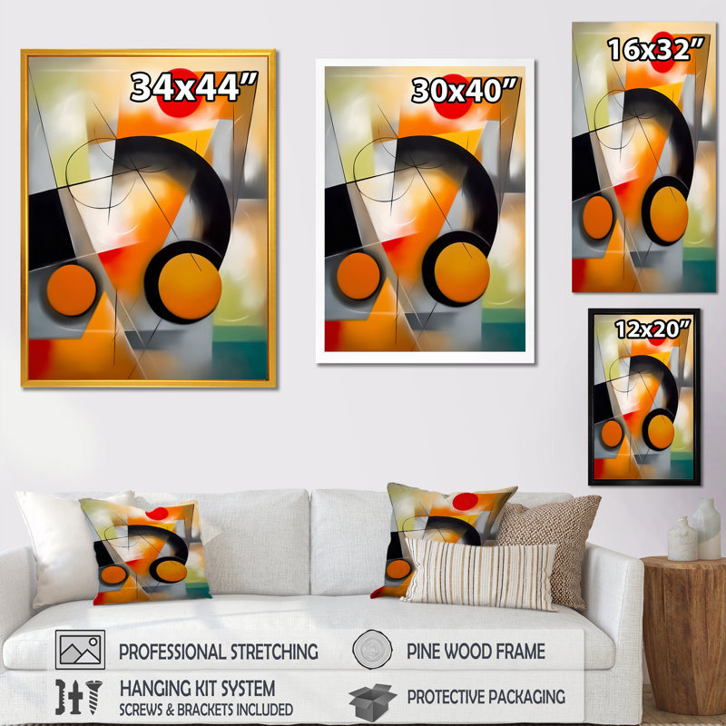 «Korbin Abstract Shapes And Line», reproduction d'art sur toile III, H 32 po x l 24 po x P 1 po, Toile tendue