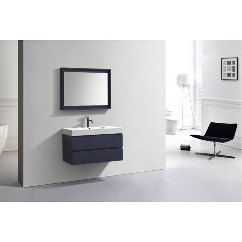 Royka 39.5'' Single Bathroom Vanity with Acrylic Top, Blue