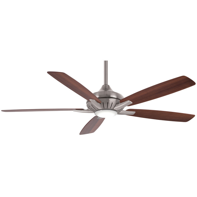 60" Dyno 5 - Blade LED Smart Standard Ceiling Fan with Remote Control and Light Kit Included, Medium Maple/Dark Walnut