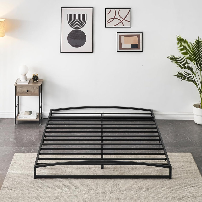 Low Bed Frame Full Size - 6/10 Inch Heavy Duty Metal Platform Mattress Foundation No Box Spring Needed  Noise-Free
