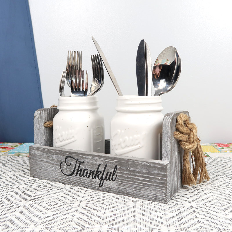Rectangle Flatware Caddy, White