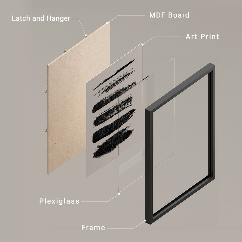 Art mural moderne avec lignes noires et géométriques, Noir, noir, noir, noir, H 14 po x l 11 po