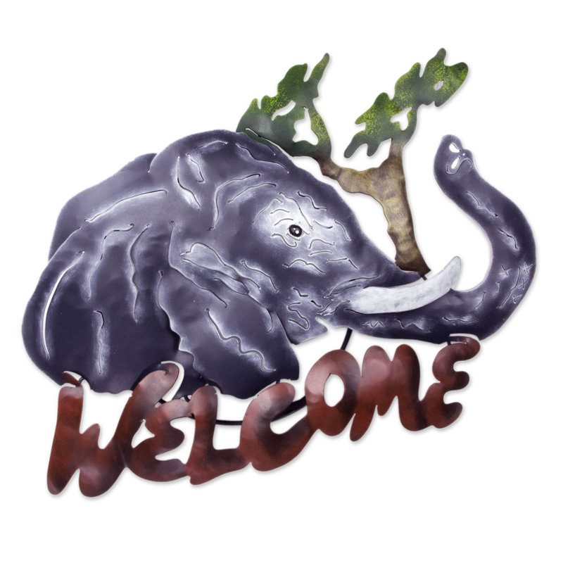 Plaque de jardin Kagan «Jumbo Elephant Welcome»