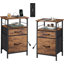 Tables de chevet 2 tiroirs Travison avec station de charge (ensemble de 2), ports USB et prises de courant, tables de chevet modernes avec tablette ouverte et rangement pour la chambre à coucher et le salon -275853696-296820853