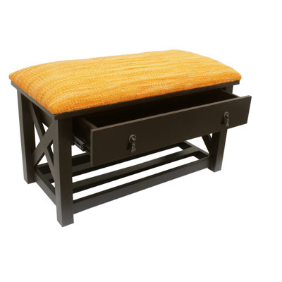 Wool Upholstered Storage Bench