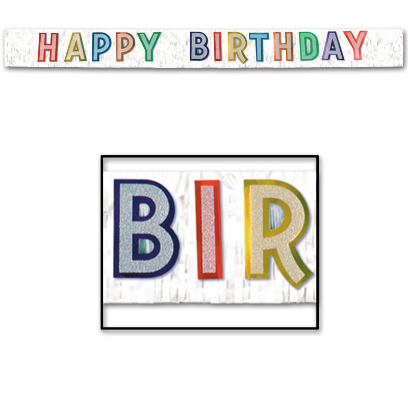 Bannière métallique «Happy Birthday»
