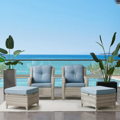 Chaise de patio avec coussins et repose-pieds Bonia Makenzley