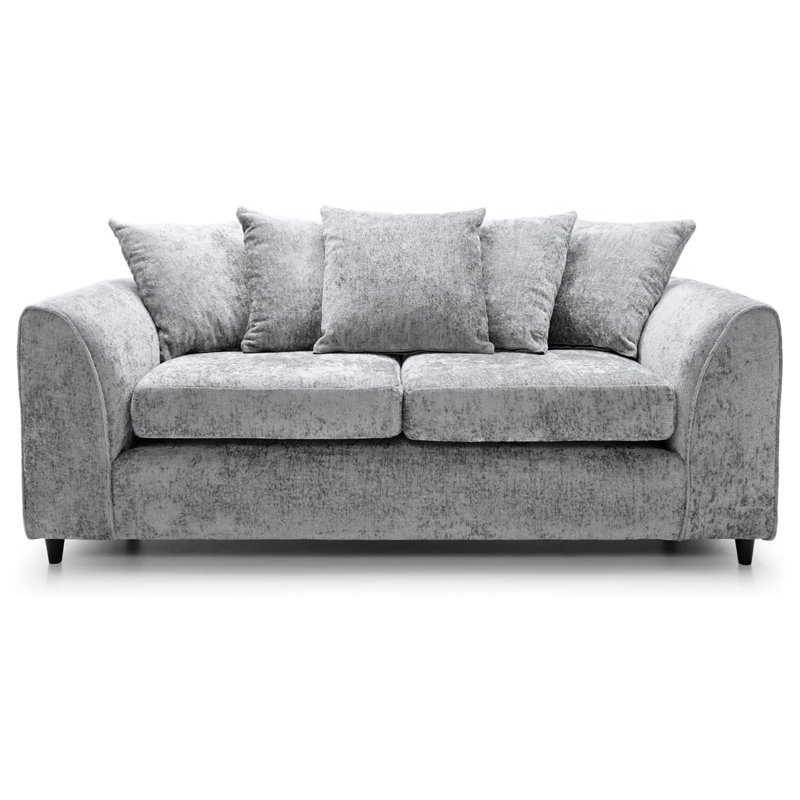 3 Seater Chenille Sofa, Light Grey