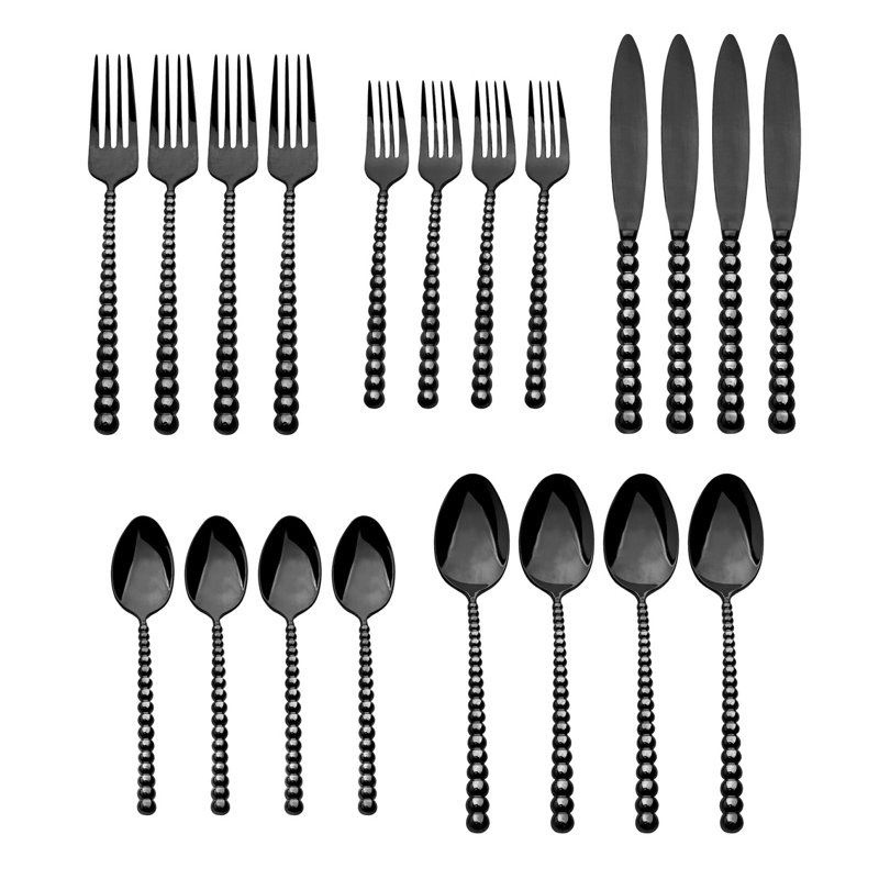 Ricci Argentieri Rondure Stainless Steel Flatware Set - Service for 4, Black