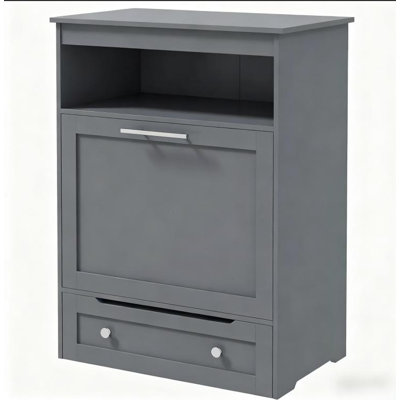 Armoire surélevée pour chien avec rangement et bols surélevés, gris
