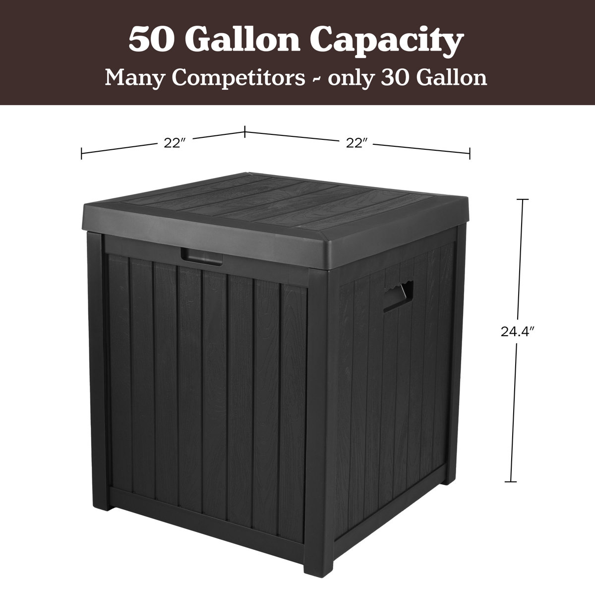 Pure Garden Outdoor Storage Box - 50 Gallon Deck Box for Pool ...