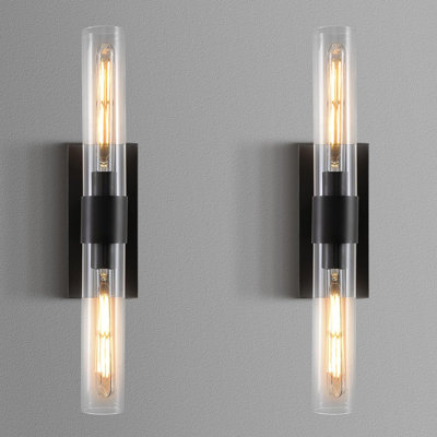 Zolee Dimmable Glass and Brass Wall Sconce (Set of 2)