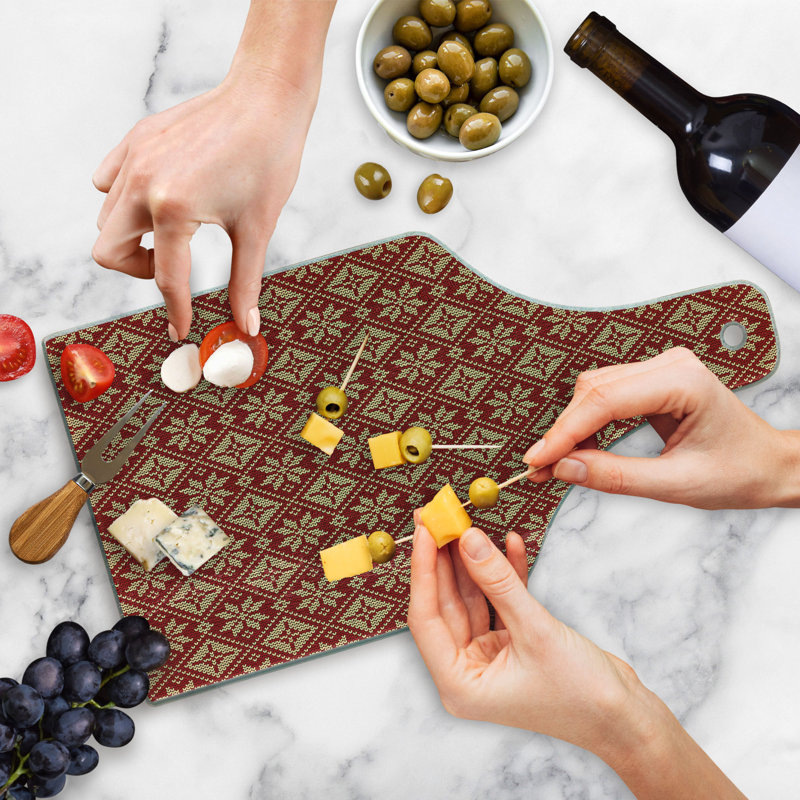 Ruby Beige Snowflake Pattern Tempered Glass Cutting Board