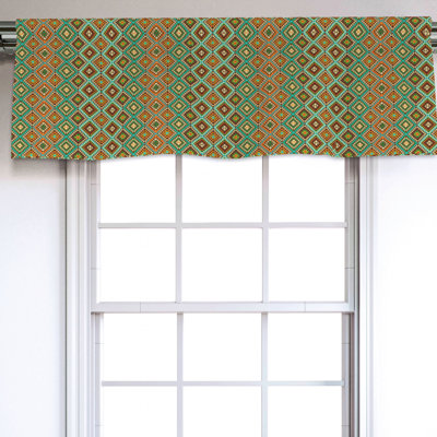 Sateen Geometric Ruffled Window Valance