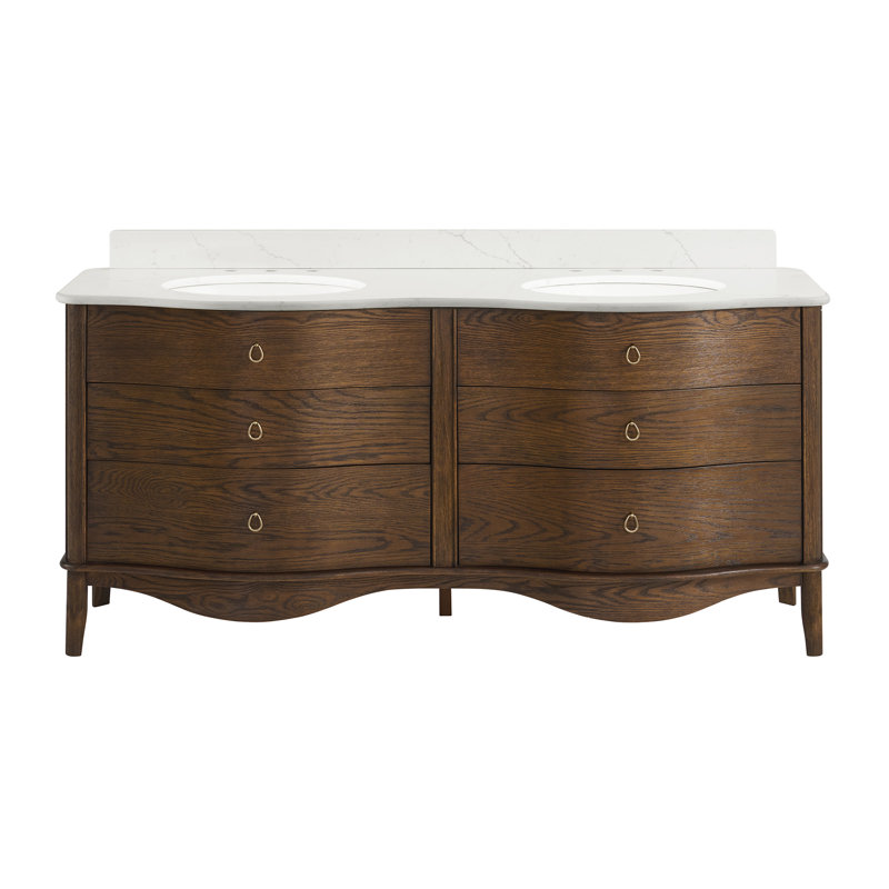 Emmy Oak Single Bathroom Vanity, 72", Enhanced Brown Oak