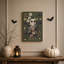«White Ghost and Luna Moth In Vintage Botanical Halloween», art mural sur toile-1338648519