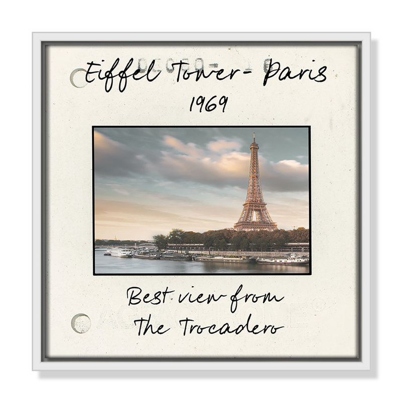 «Paris Paris - Eiffel View Print» par Danita Delmont, H 13,5 po x l 13,5 po x P 2 po, Toile encadrée flottée blanche