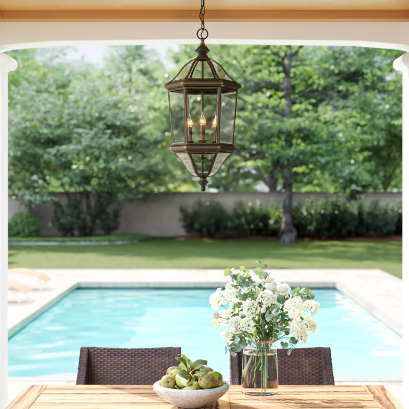 Augusta Bronze 3 -Bulb 27.5" H Mains only Outdoor Hanging Lantern